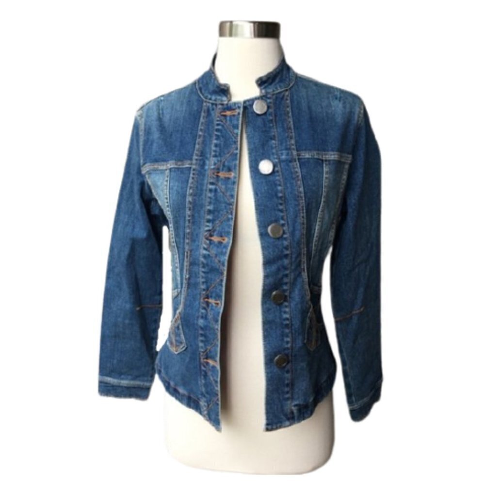 THINK TANK Denim Jacket Jean Coat Stretch S Unique